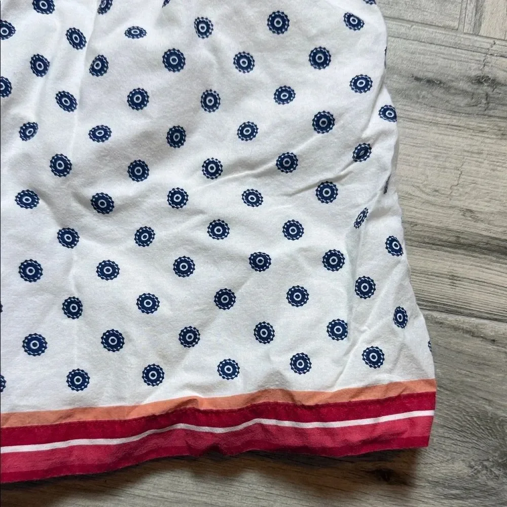 Old Navy White Dress with Navy Dots and Red Hem